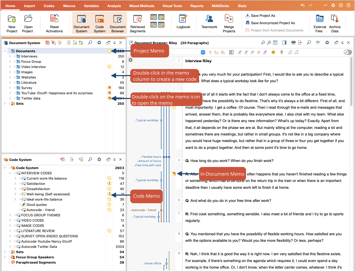 Memos in the MAXQDA User Interface Memos in the MAXQDA User Interface