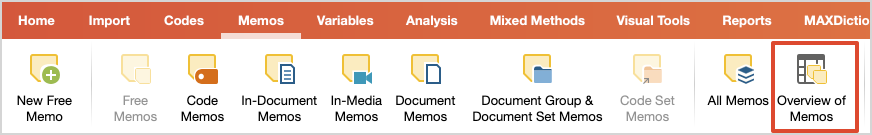 Open the Overview of memos in the “Reports” tab
