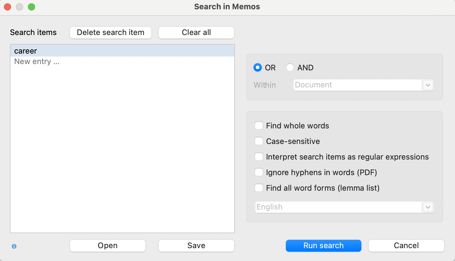 Searching for “career” in the project memos Searching for “career” in the project memos
