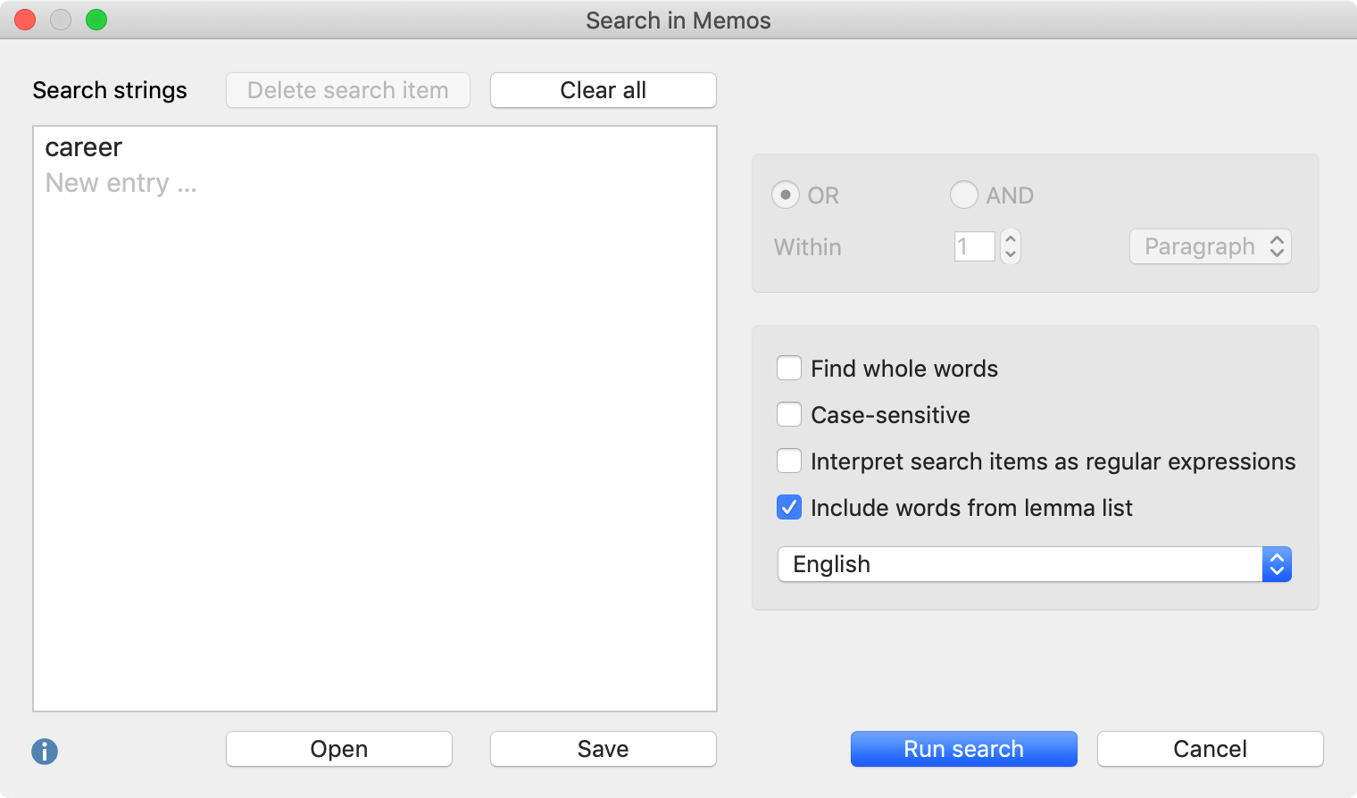 Searching for “career” in the project memos Searching for “career” in the project memos