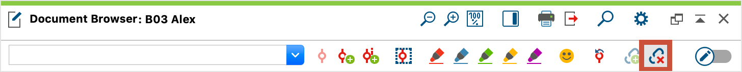 Toolbar button for removing a internal link Toolbar button for removing an internal link