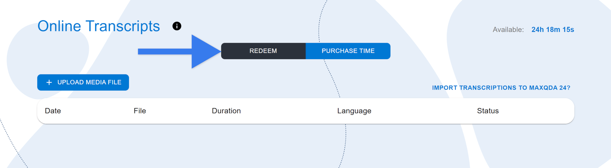 screenshot of redeem code option