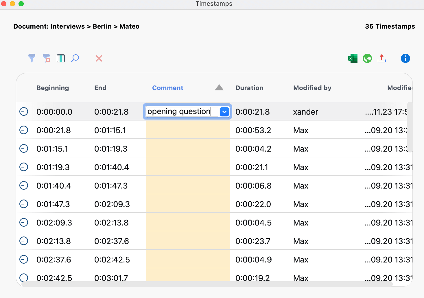 The “Overview of Timestamps” The “Overview of Timestamps”