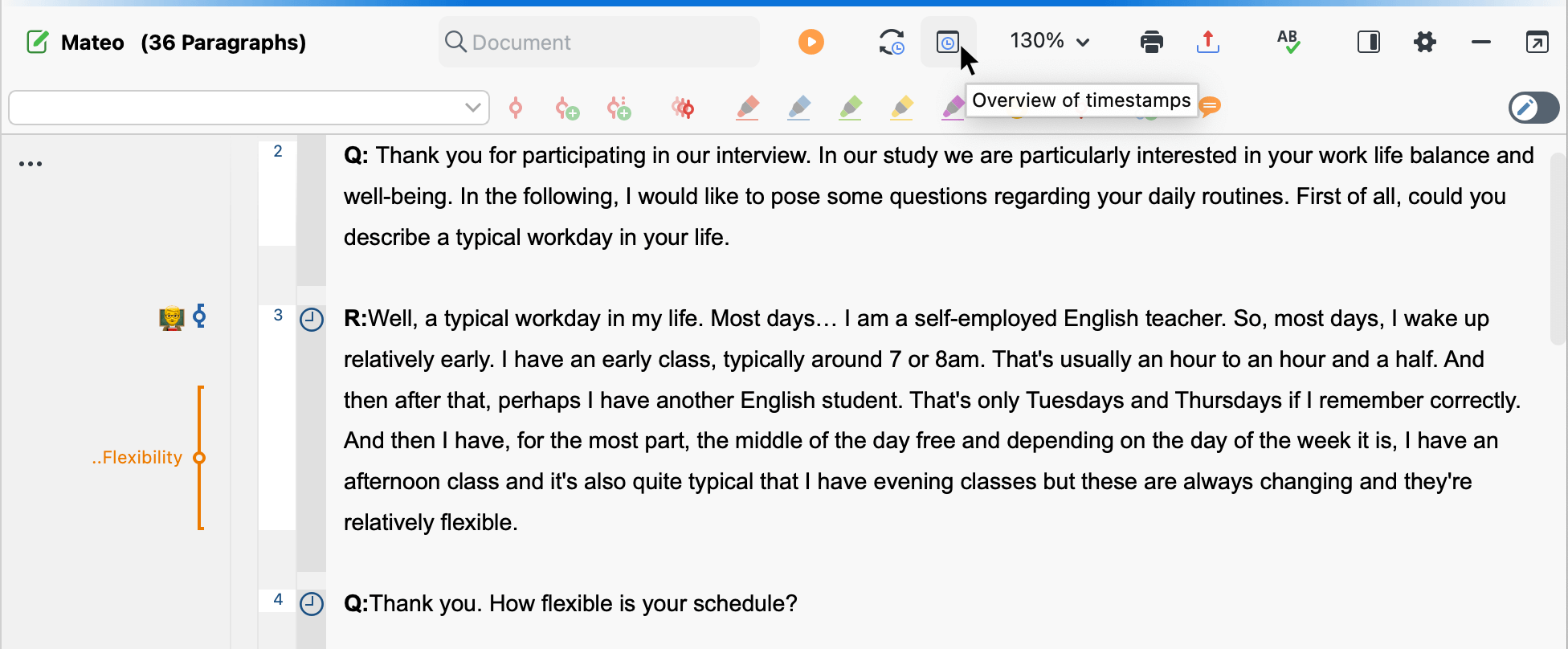 Open the “Overview of Timestamps” Open the “Overview of Timestamps”