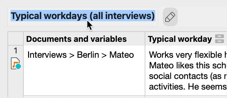 Renaming a Summary Table