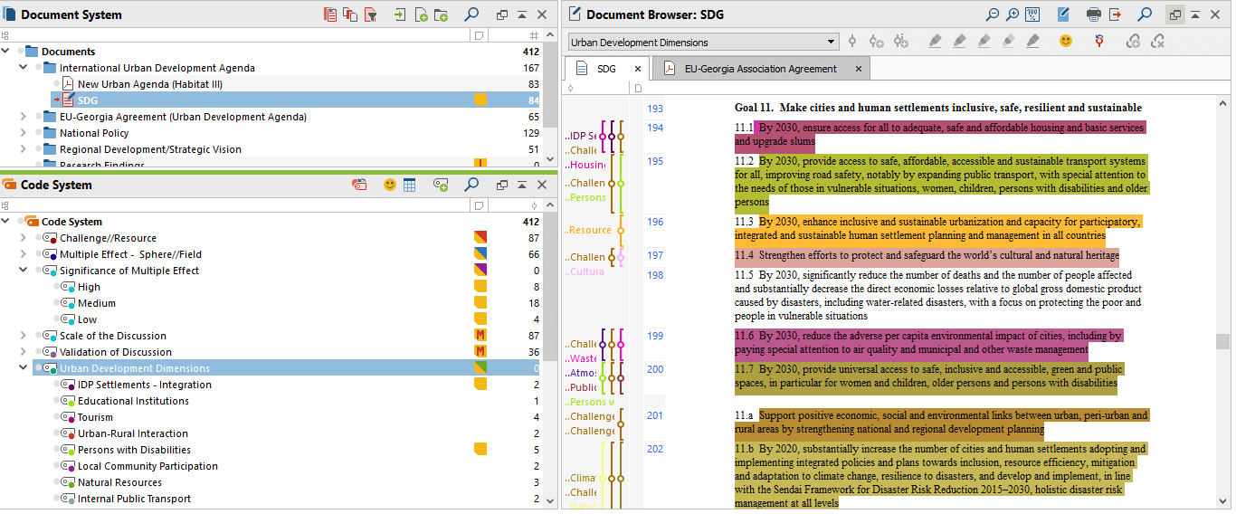 MAXQDA Interface MAXQDA Urban Planning