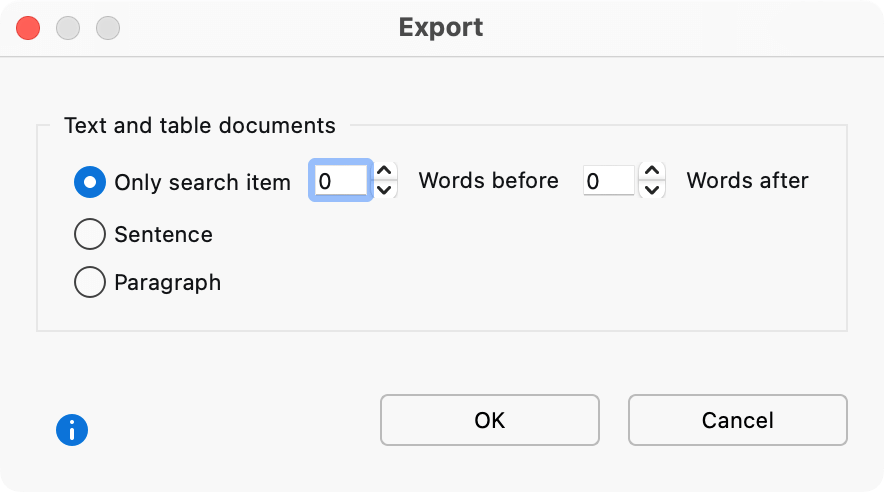 Search results export settings Search results export settings