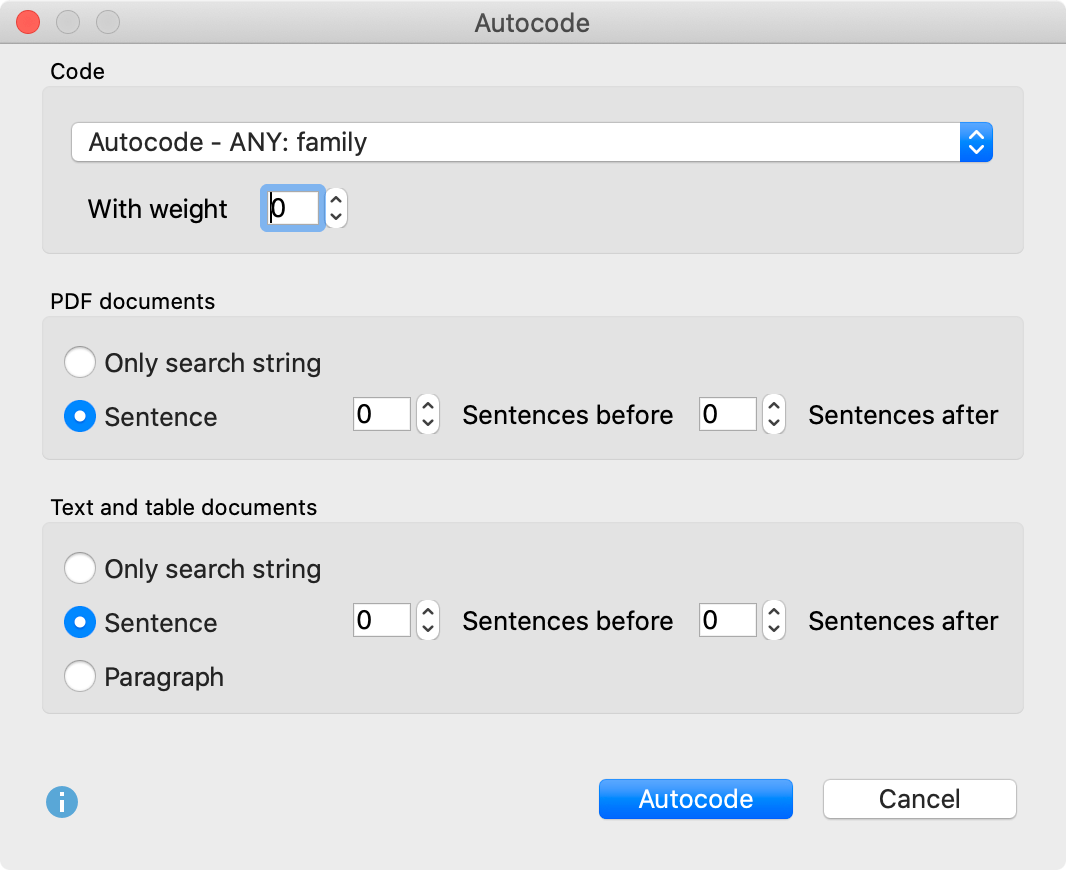 Setting options for automatic coding of search results Setting options for automatic coding of search results