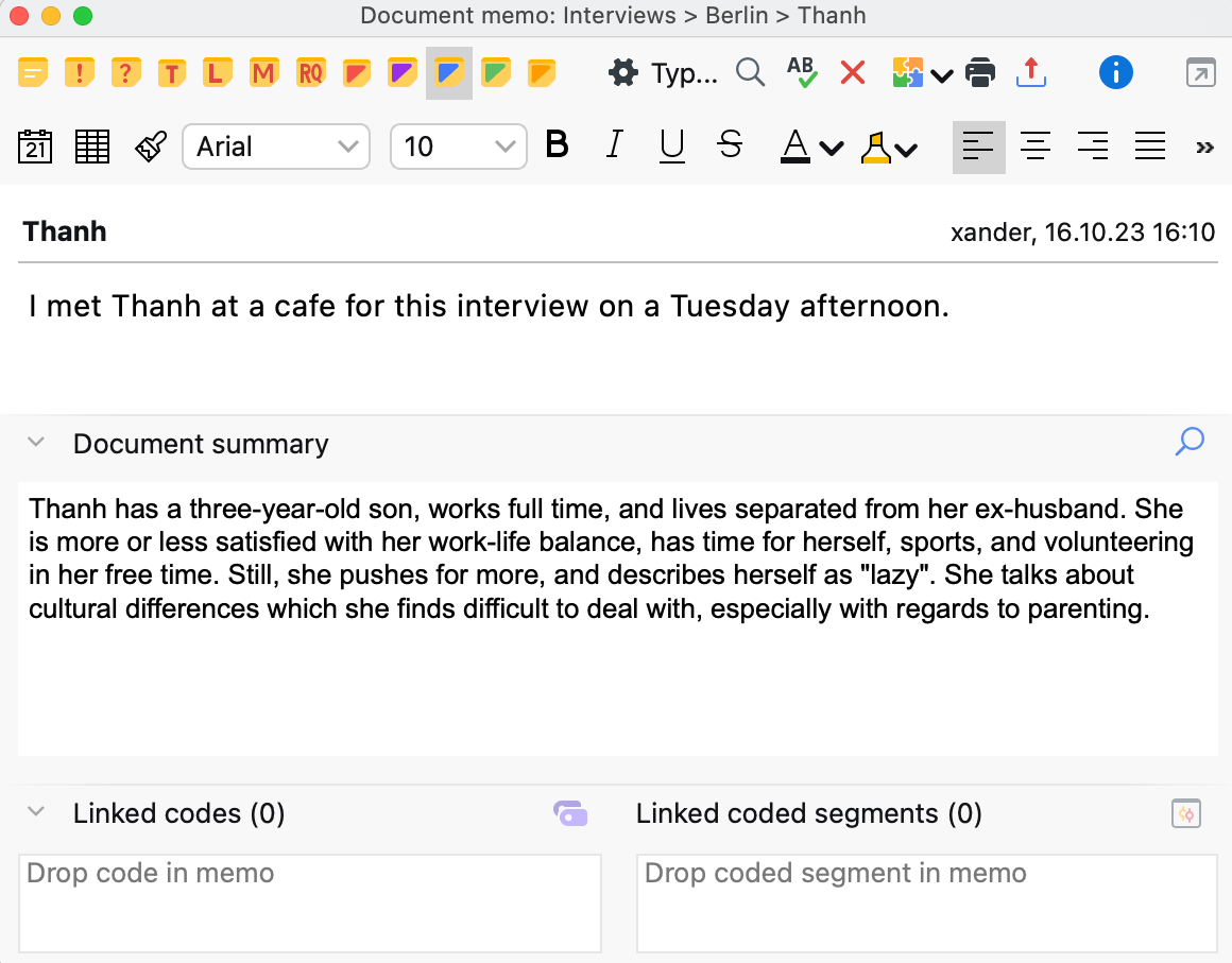 Linking a memo to a code Linking a memo to a code