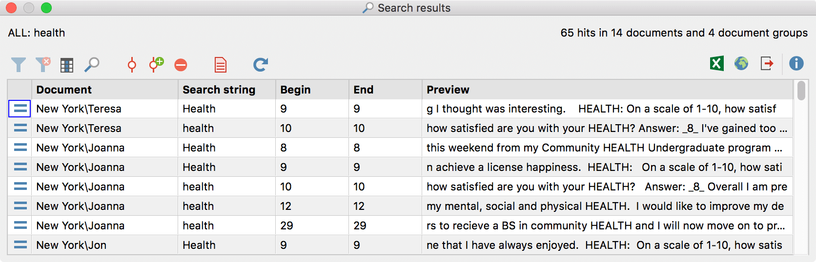 Example search results Example search results