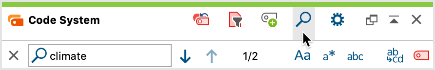Activate code names with search hits