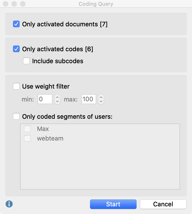 Coding Query window