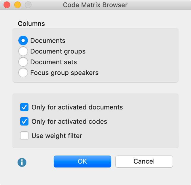 Code Matrix Browser options Code Matrix Browser options
