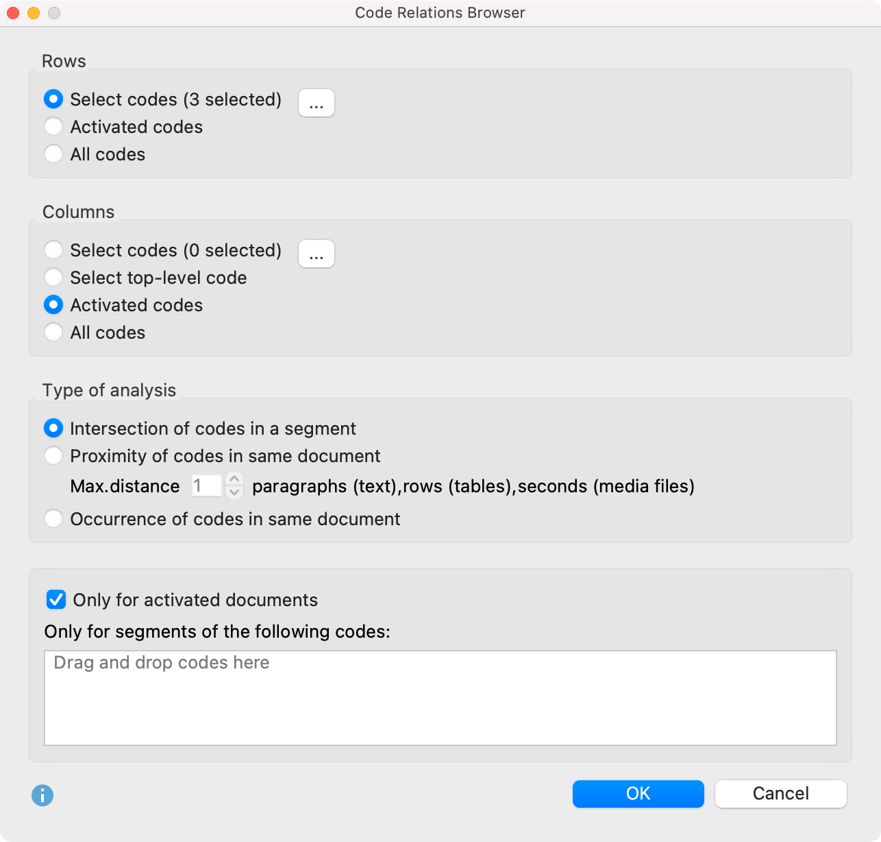 Code Relations Browser options dialog Code Relations Browser options dialog