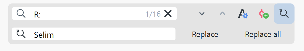 Find and replace Screensho of the 'Find and replace' function
