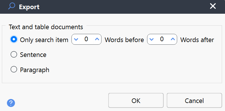 Search results export settings Search results export settings