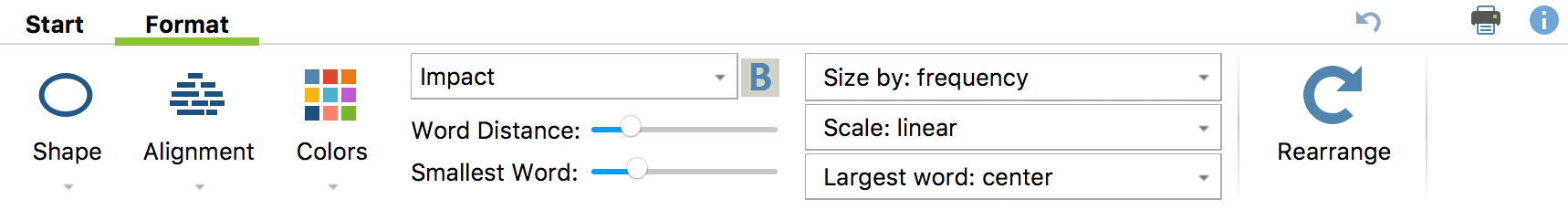Functions in the Display tab Functions in the Display tab