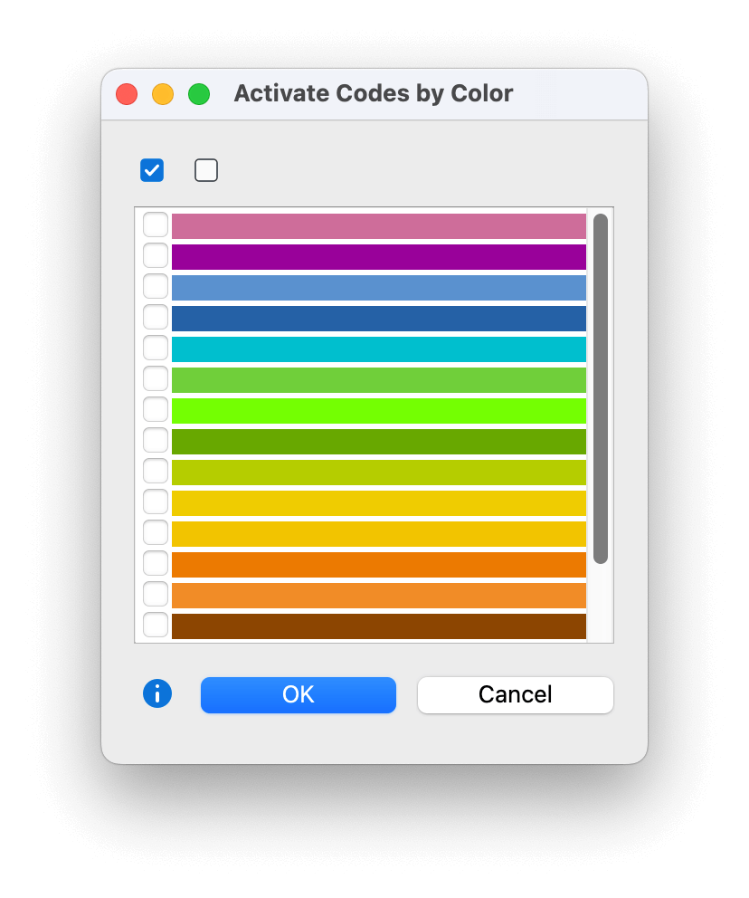 Select the colors you would like to activate Select the colors you would like to activate