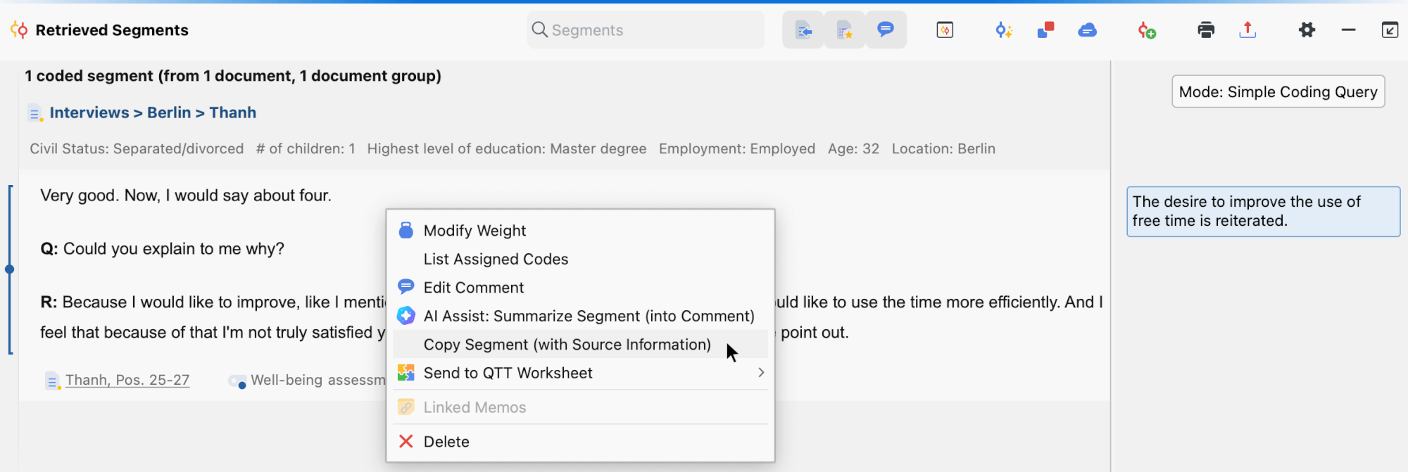 Copy a retrieved segment to clipbard Copy a retrieved segment to clipbard