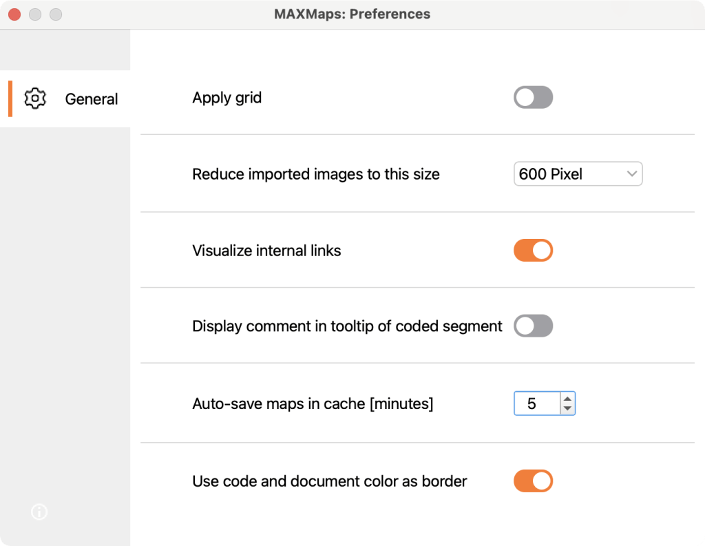 The MAXMaps Options window