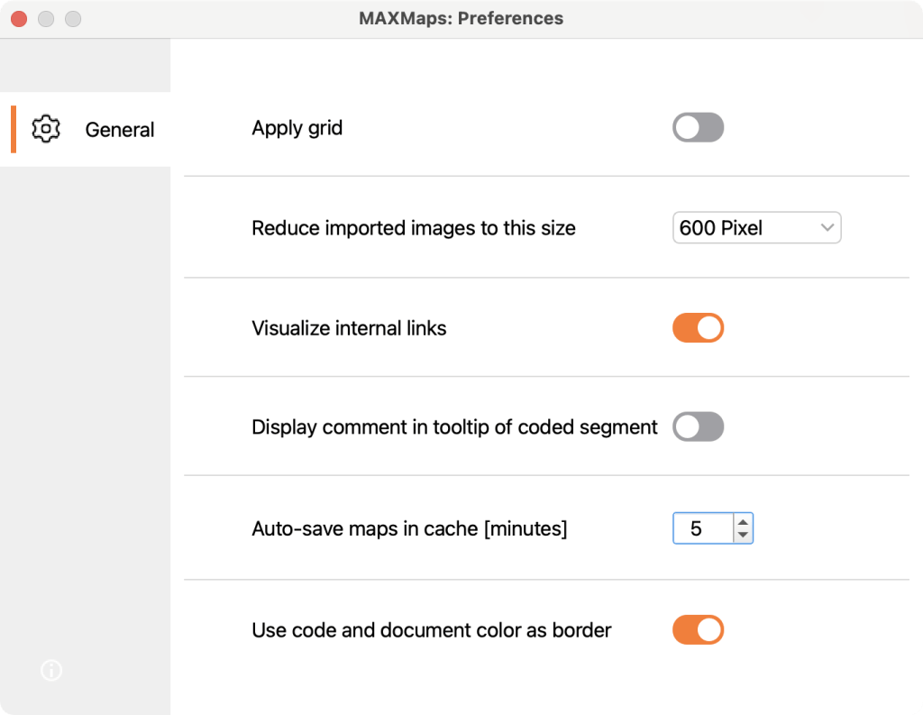 The MAXMaps Options window The MAXMaps Options window