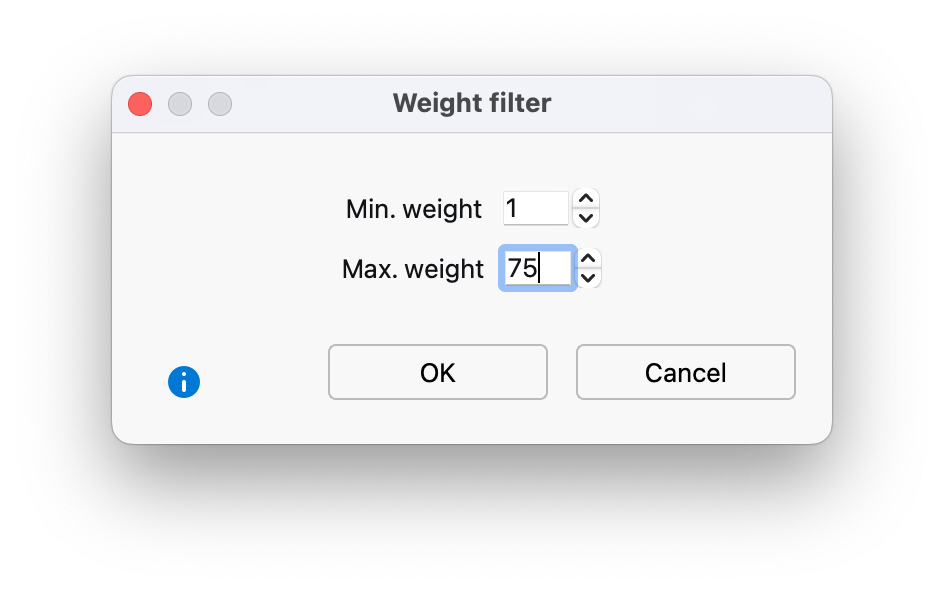 Adjust the weight filter's range