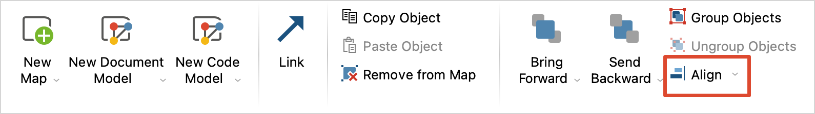 The Align option in the “Start” tab The Align option in the “Start” tab