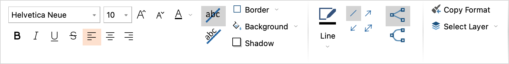 Edit appearance of linking lines in the “Line Format” tab Edit appearance of linking lines in the “Line Format” tab