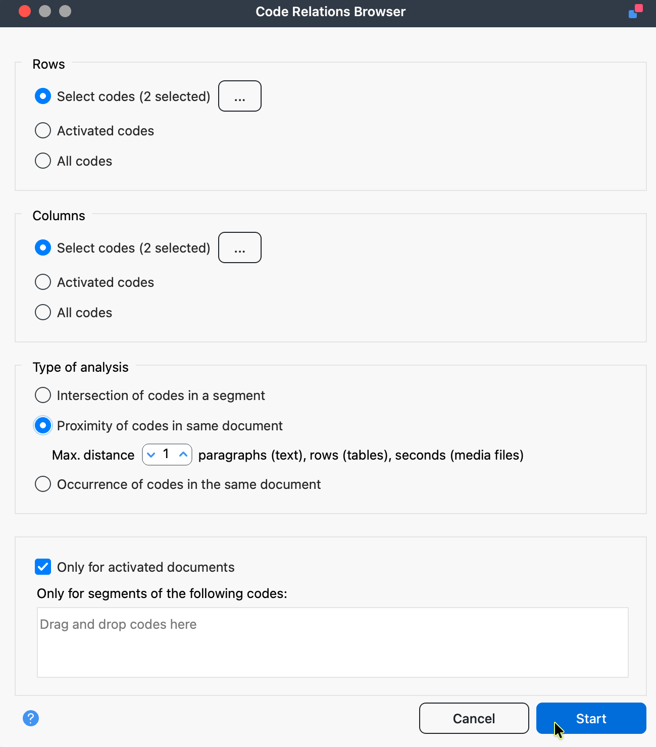 Code Relations Browser options dialog Code Relations Browser options dialog