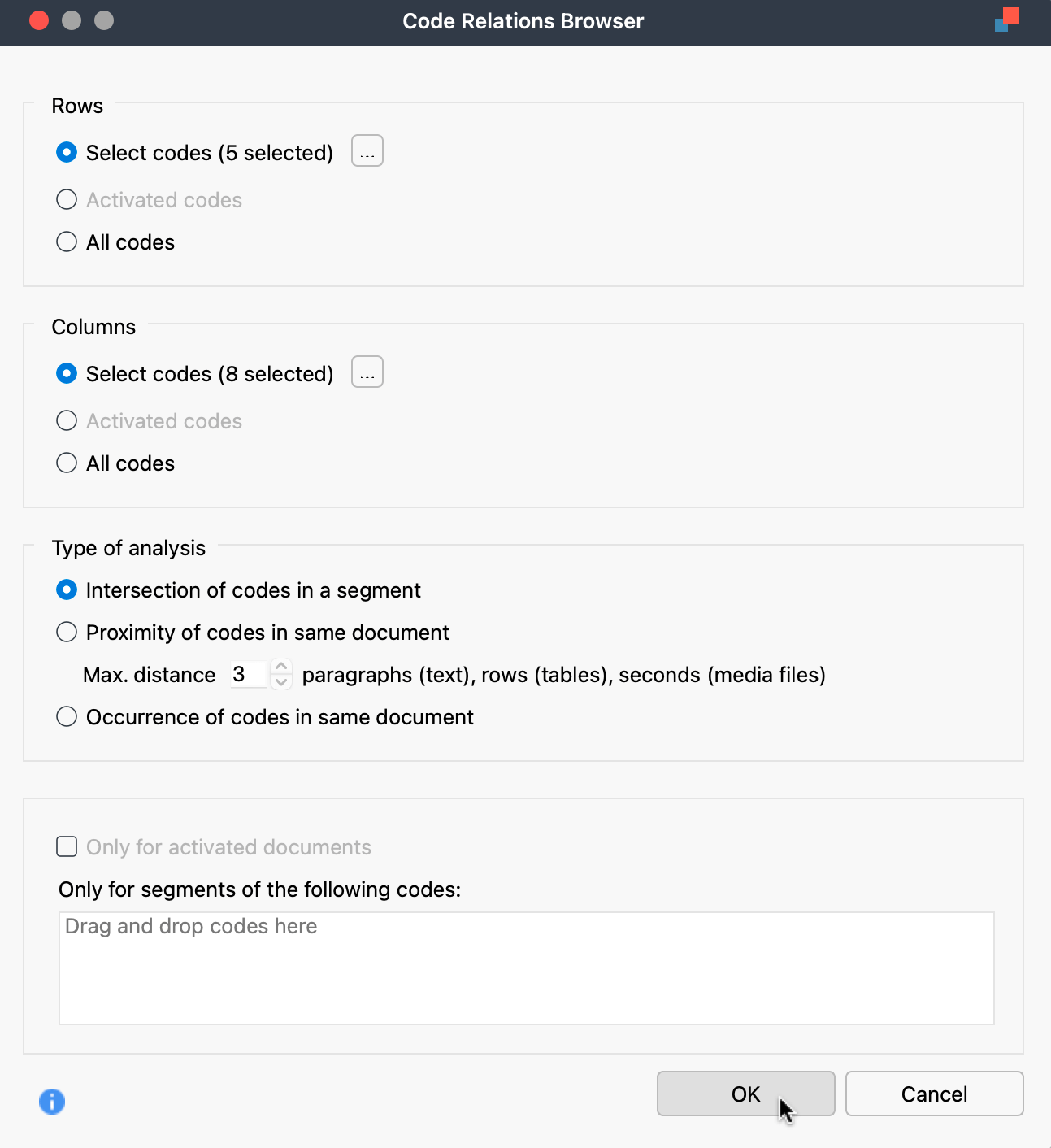Code Relations Browser options dialog Code Relations Browser options dialog