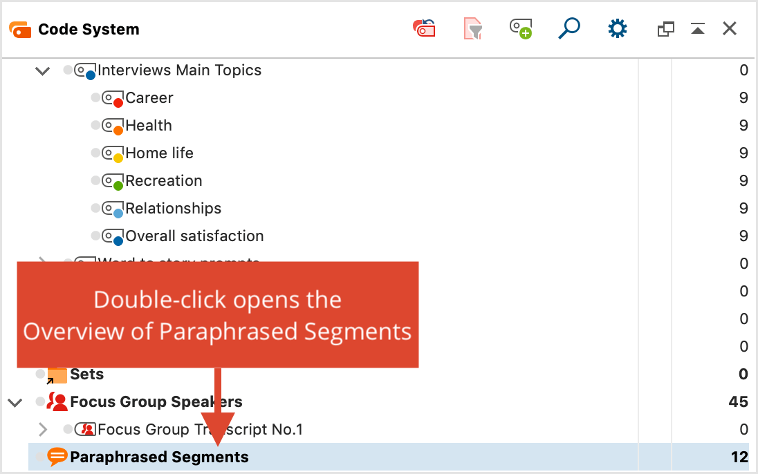 Accessing the Overview of Paraphrased Segments in the “Code System” Accessing the Overview of Paraphrased Segments in the “Code System”