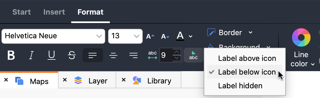 Options for label position Options for label position