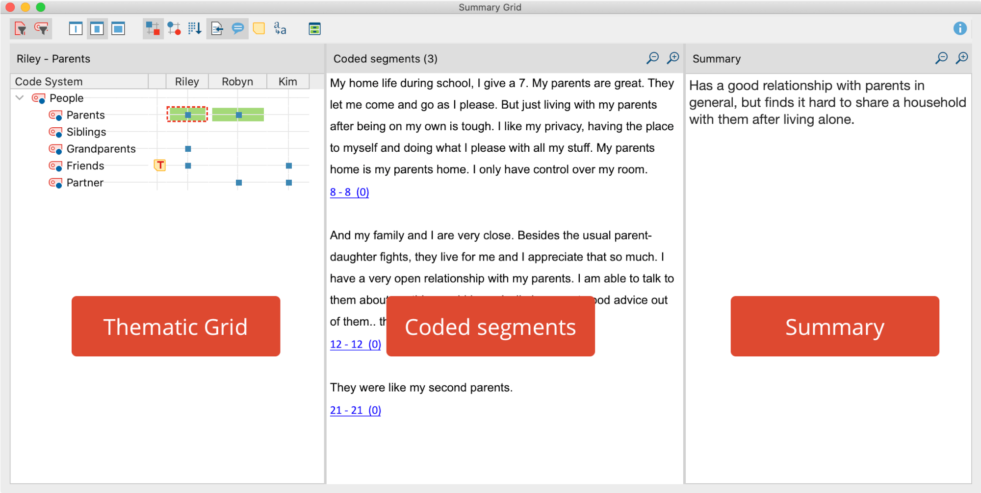Window “Summary Grid” Window “Summary Grid”