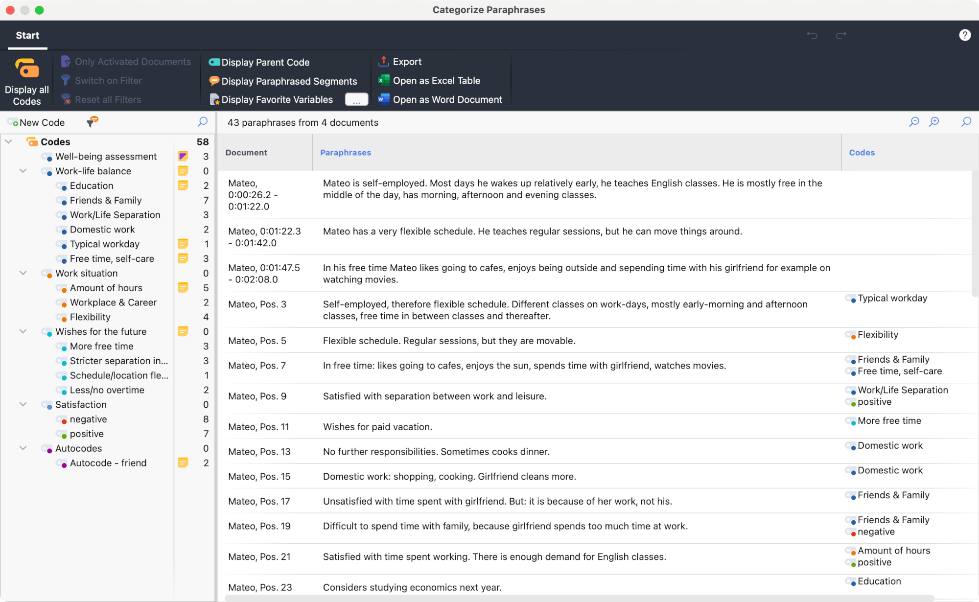 Interactive table window for categorizing paraphrases Interactive table window for categorizing paraphrases
