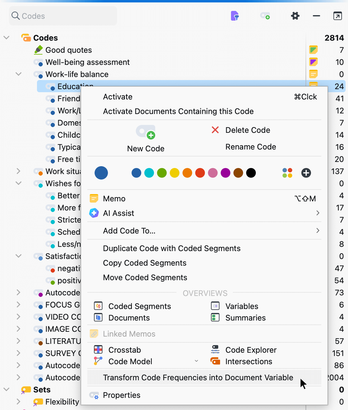 Transform a code into a document variable Transform a code into a document variable