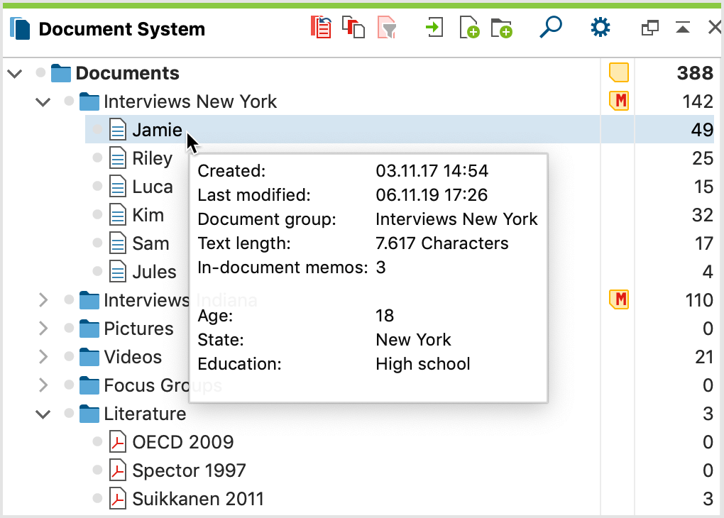 Quick info display of variable value in a document Quick info display of variable value in a document