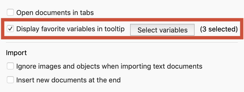 Local settings in the Document System Local settings in the Document System