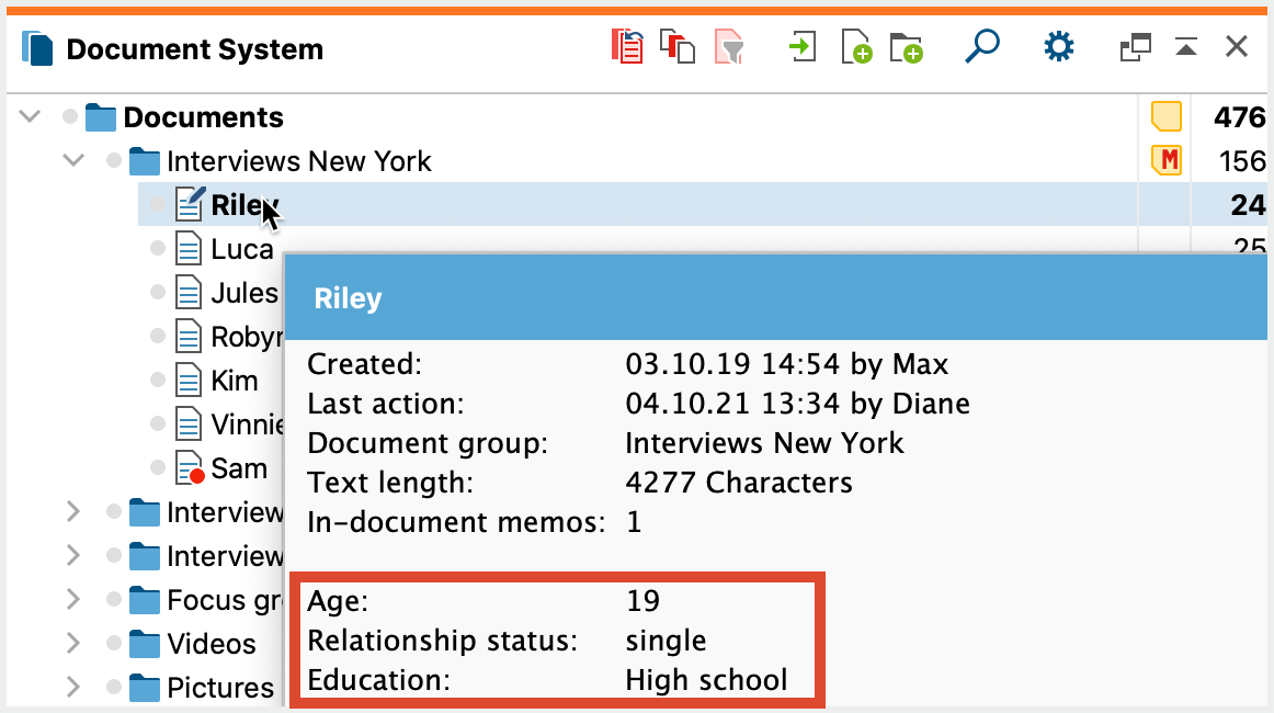 Quick info display of variable value in a document