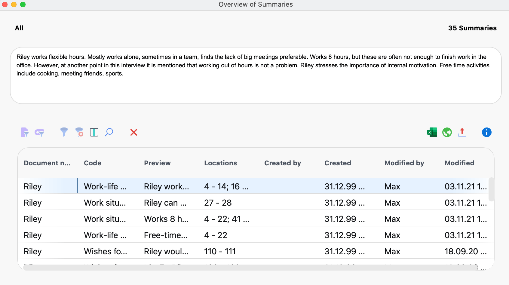 Overview of Summaries Overview of Summaries
