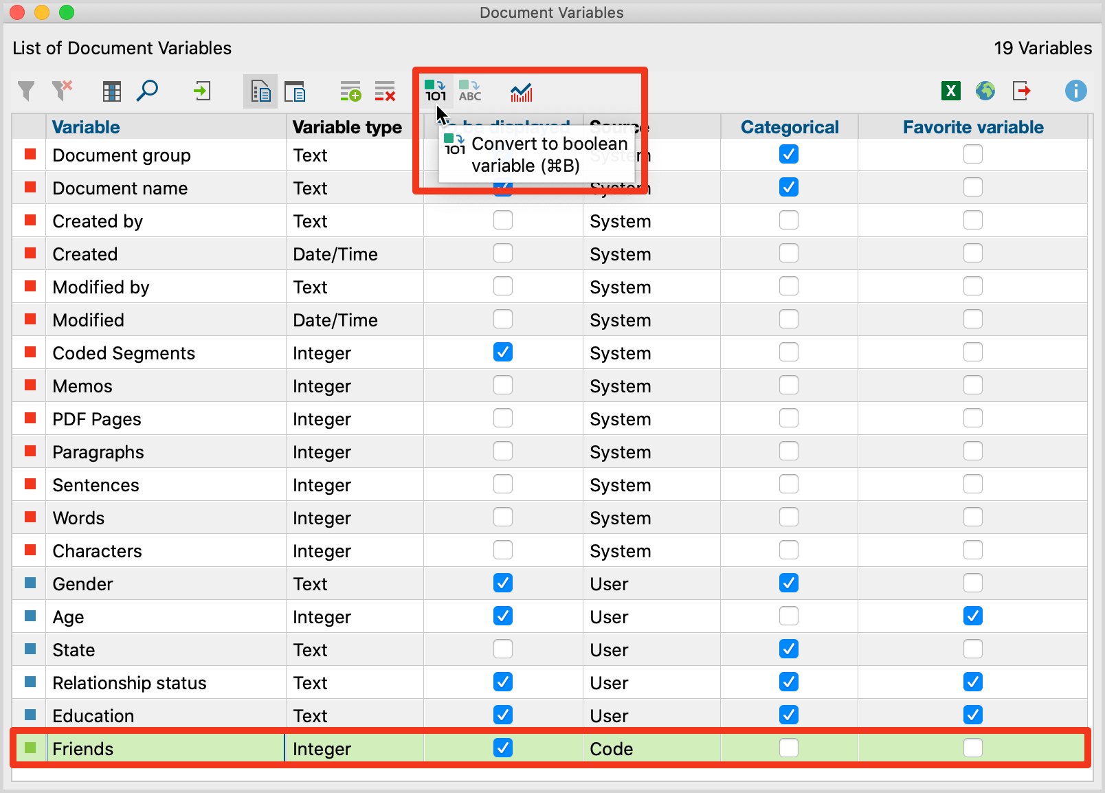 Binarize a variable by converting its type from “Integer” to “Boolean”