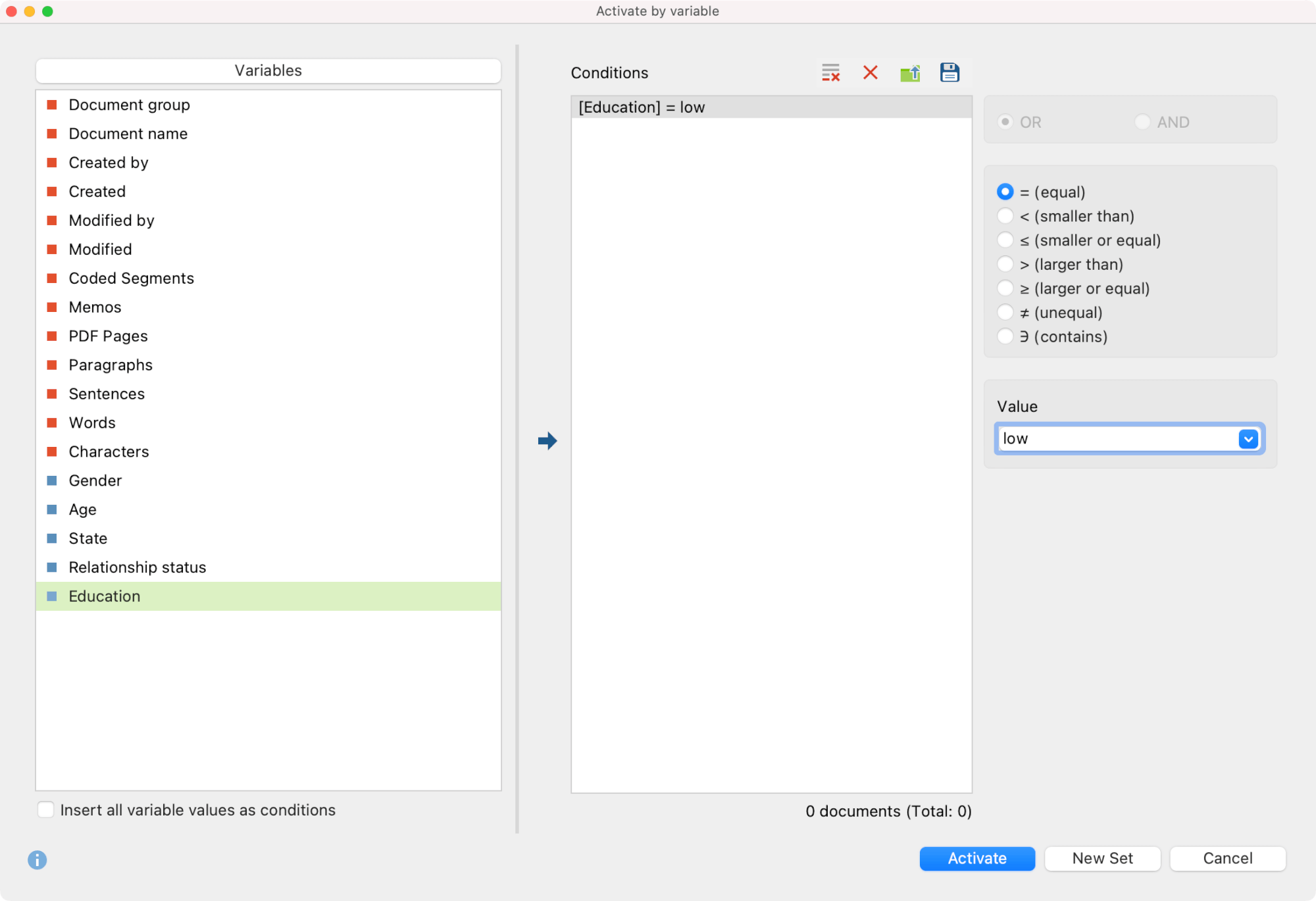 Dialog field for activation by variable Dialog field for activation by variable