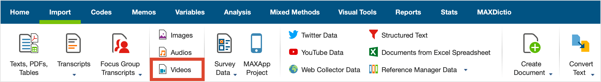 Importing data via the Import Tab Importing data via the Import tab