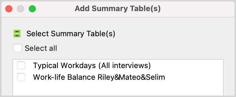 Select summary table to be inserted into QTT