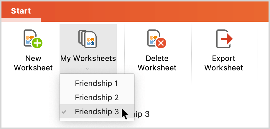 Switch between worksheets
