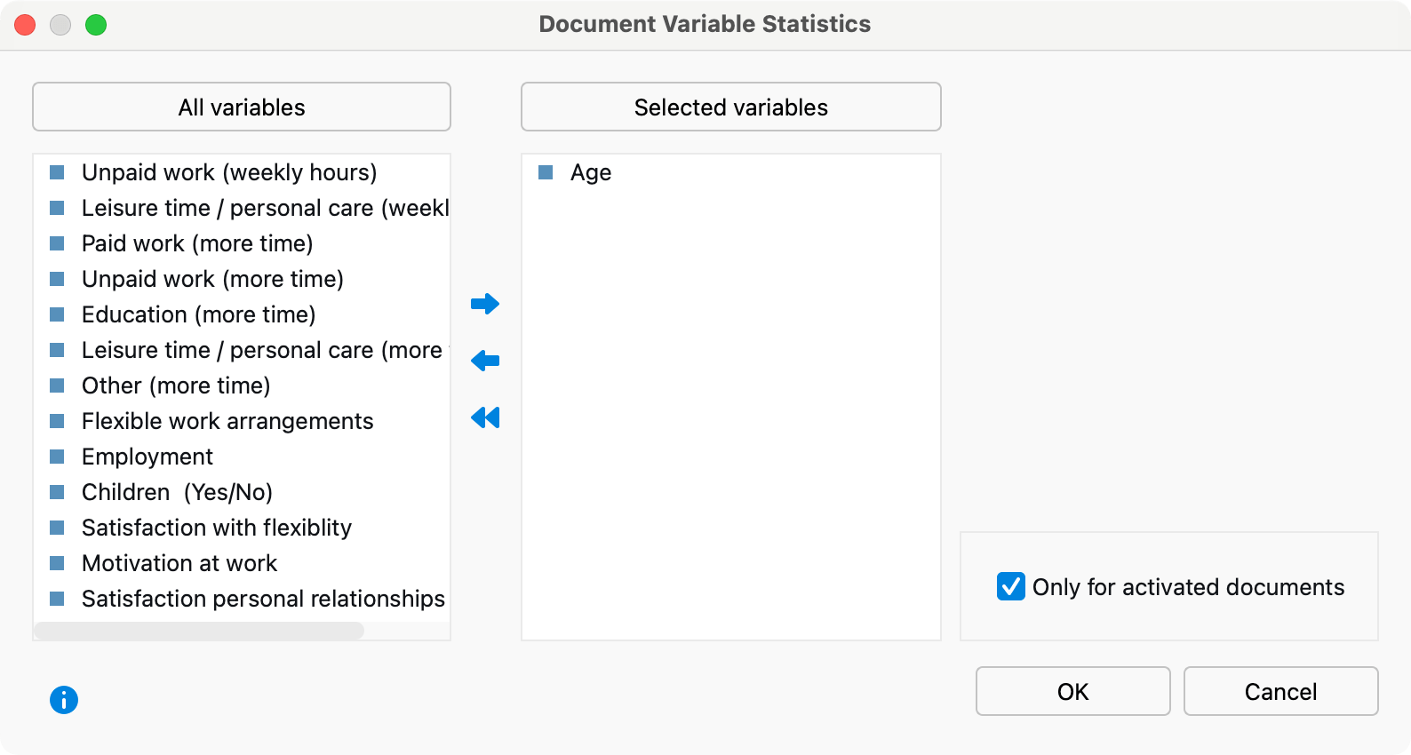 Selection of variables Selection of variables