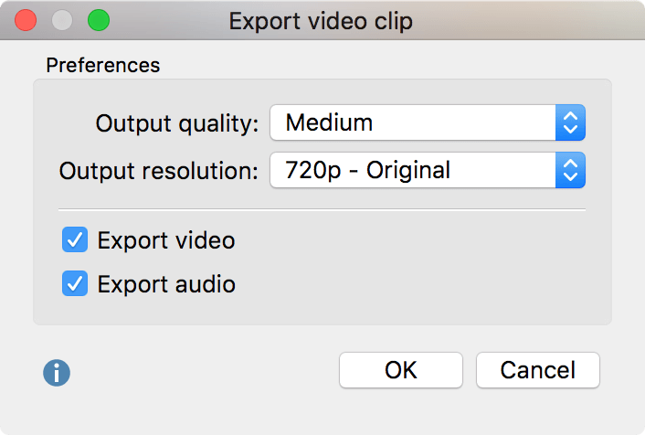 Options for exporting video clips Options for exporting video clips