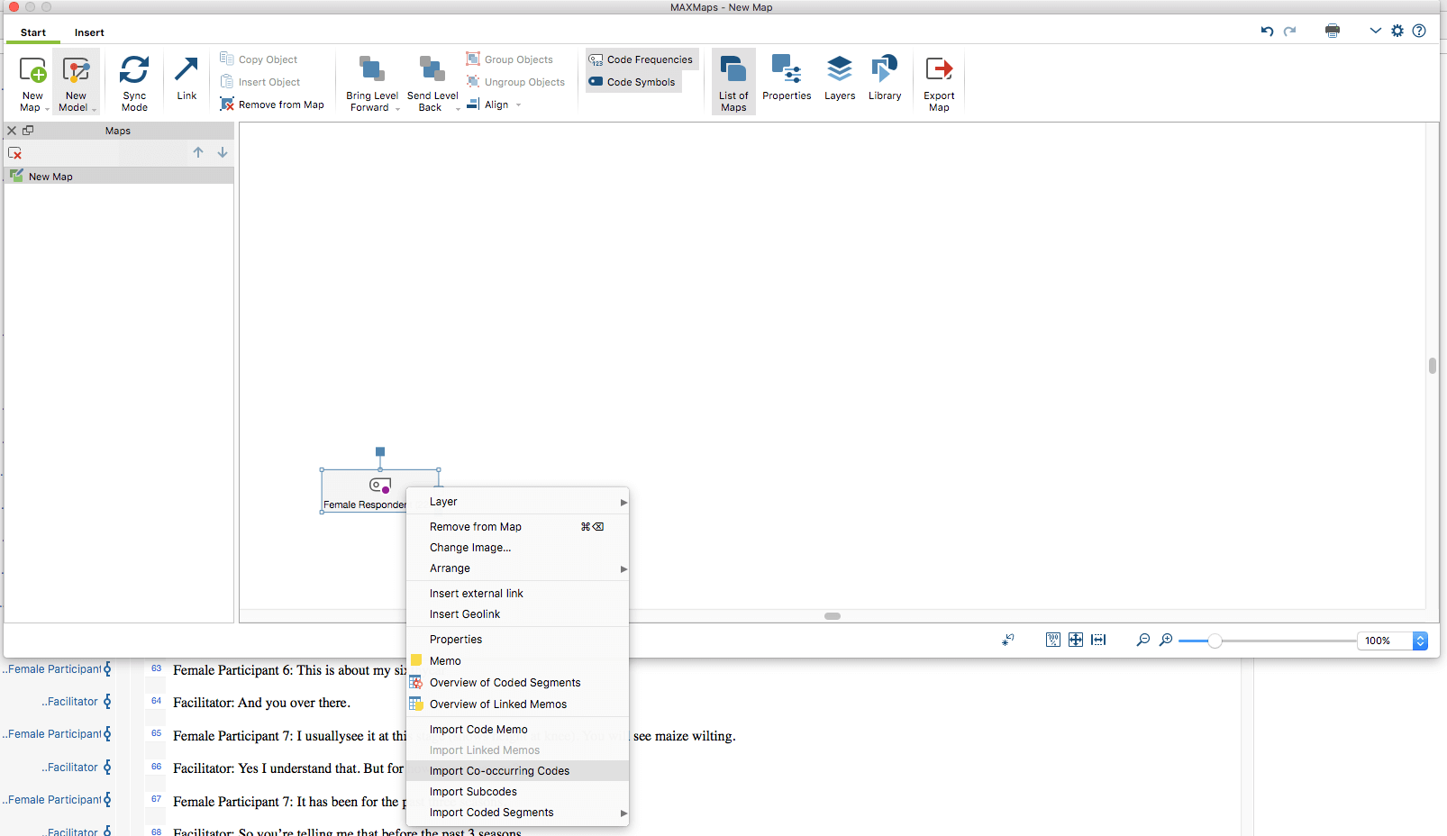 MAXMaps import co-occurring codes