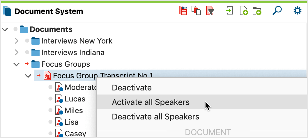 Activate all speakers of a focus group Activate all speakers of a focus group