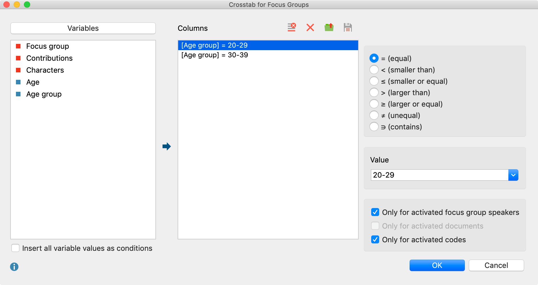 Define speaker groups for the columns Define speaker groups for the columns