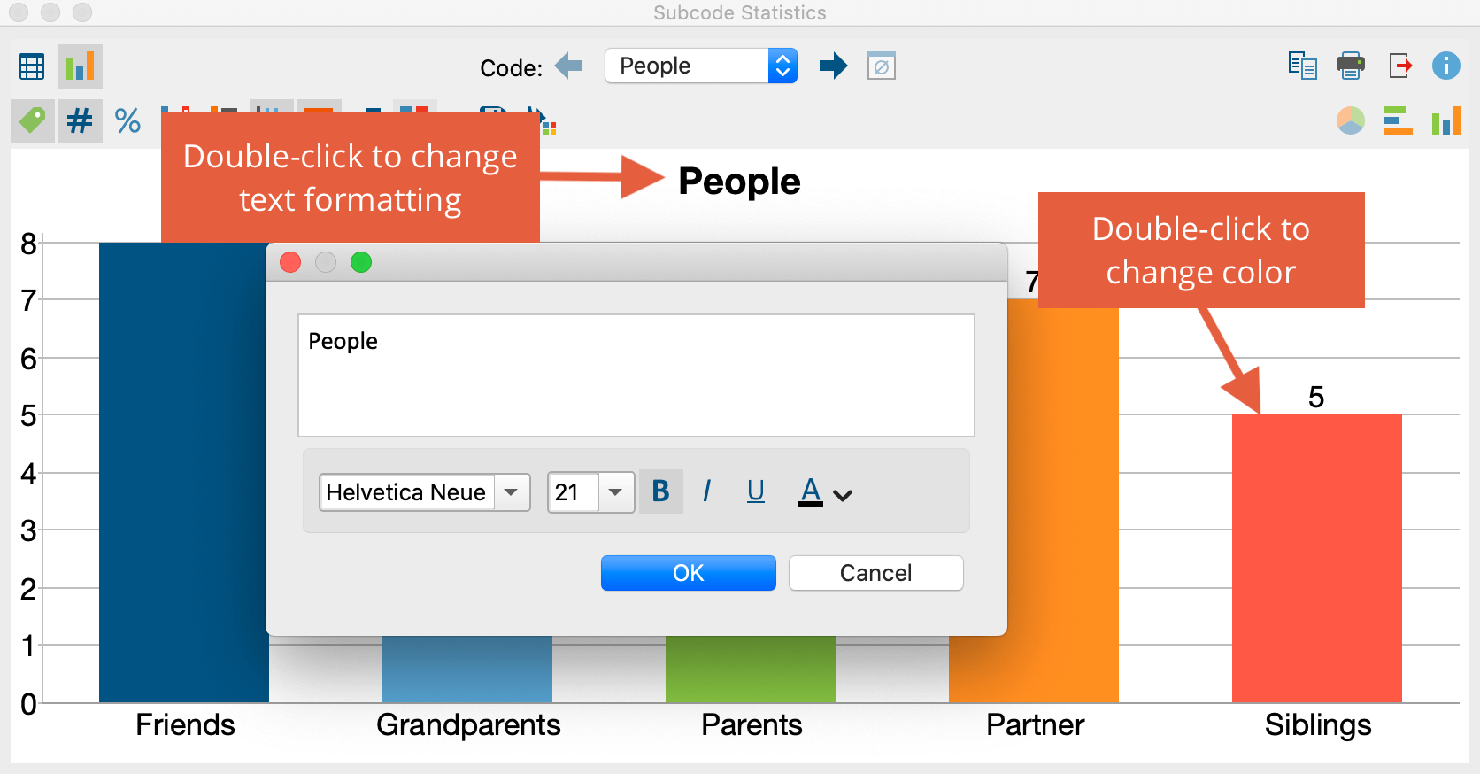 Customize color and font size
